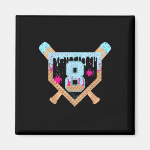 Baseball-Tropf-Eiscreme-Tropfen 8-jähriger 8. Gebu Magnet
