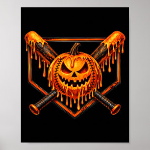 Baseball-Tropf-Kürbis-gruseliger-Geist-Halloween-J Poster