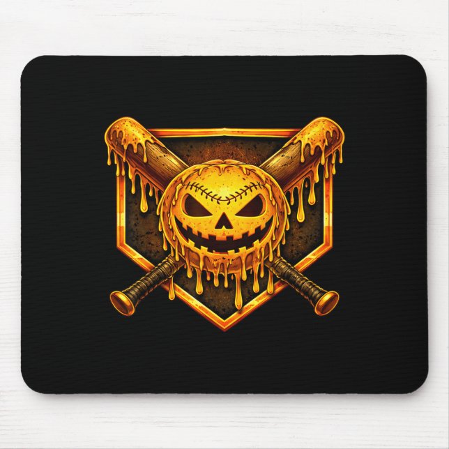Baseball-Tropf-Pumpkin-gruseliger-Geist-Halloween- Mousepad (Vorne)