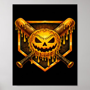 Baseball-Tropf-Pürümchen Gruseliger Geist Hallowee Poster
