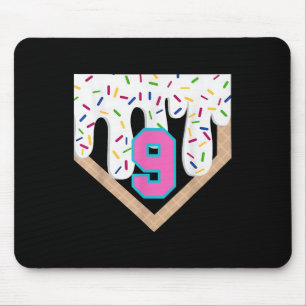 Baseball Tropfen 9. Geburtstag Zuhause Plate Boys Mousepad
