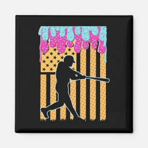 Baseball Tropfen Bat Boys Ice Creme American Flag Magnet