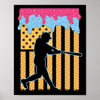 Baseball Tropfen Bat Boys Ice Creme American Flag Poster