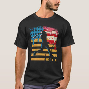 Baseball Tropfen Bat Boys Ice Creme American Flag  T-Shirt