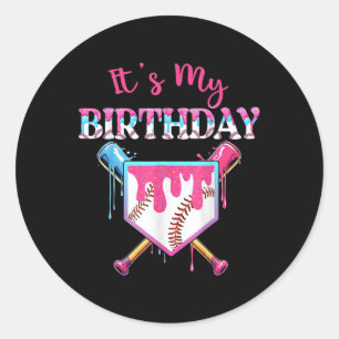 Baseball Tropfen Birthday Girl Funny Birthday Zuha Runder Aufkleber