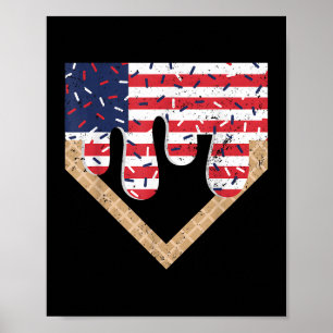 Baseball Tropfen Boy Ice Cream Patriotic American  Poster