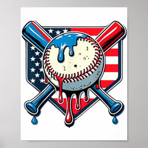 Baseball Tropfen Boy Ice Cream Patriotic American Poster