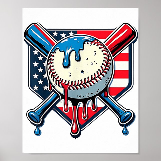 Baseball Tropfen Boy Ice Cream Patriotic American  Poster (Vorne)