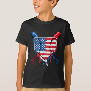 Baseball Tropfen Boys Ice Cream Patriotic American T-Shirt