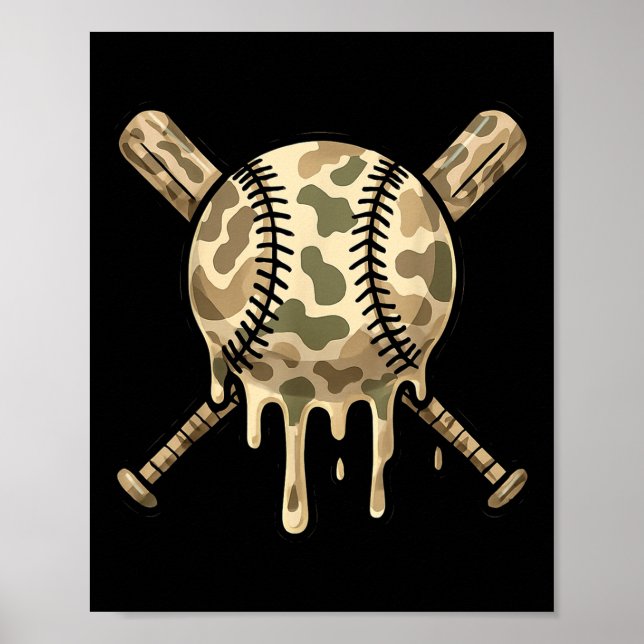 Baseball Tropfen Camouflage Baseball Bats Boys Spo Poster (Vorne)