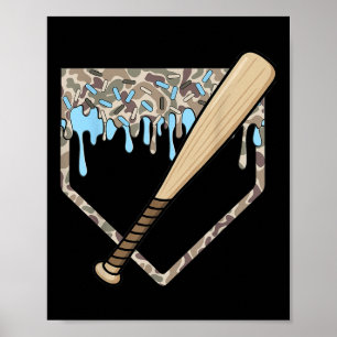 Baseball Tropfen Camouflage Baseball Zuhause Plate Poster
