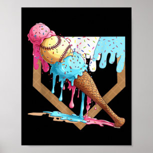 Baseball-Tropfen für Boys Zuhause Plättchen Eiscre Poster