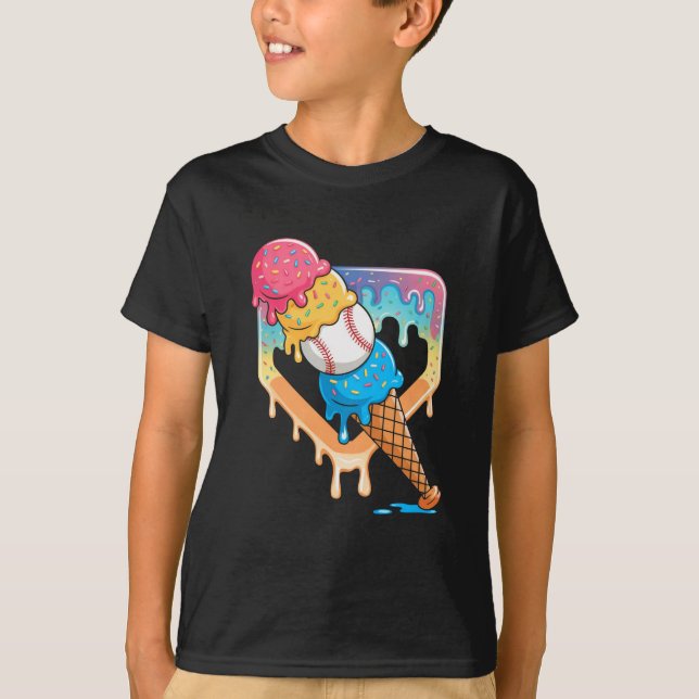 Baseball-Tropfen für Boys Zuhause Plättchen Eiscre T-Shirt (Vorderseite)