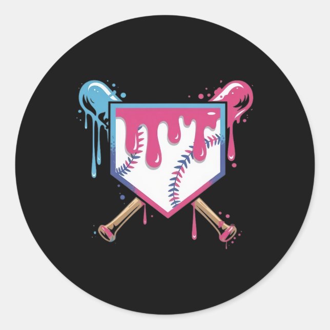 Baseball-Tropfen für Männer Eiscreme Tropfen Boys  Runder Aufkleber (Vorderseite)