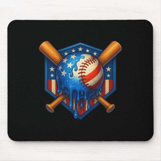 Baseball Tropfen Ice Cream Boys 4. Juli American Mousepad (Vorne)