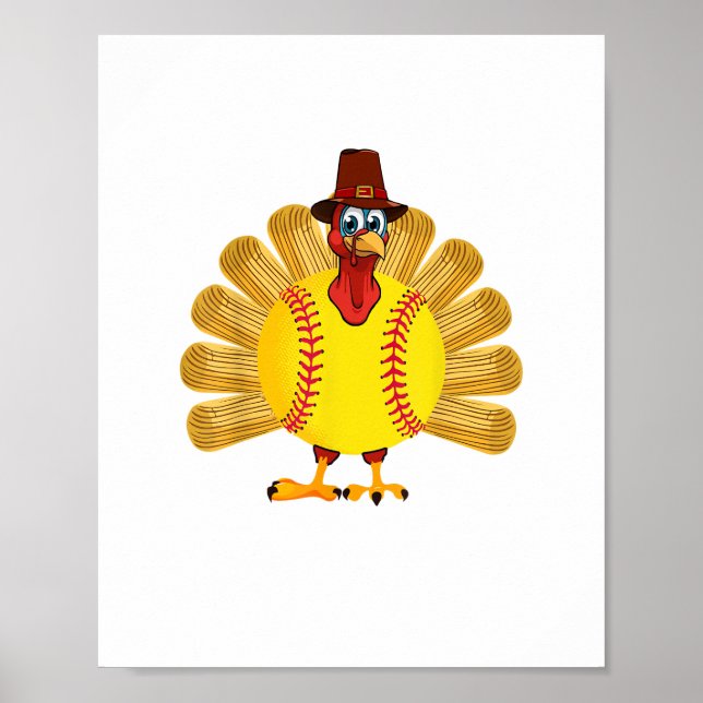 Baseball Türkei Erntedank Softball Türkei Men W Poster (Vorne)