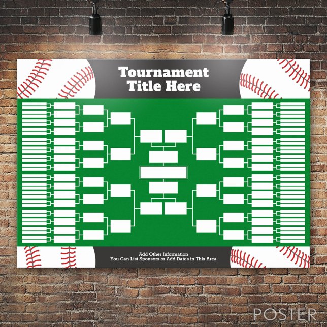 Baseball Turnier-Bracket - 64 Teams Poster (Custom Tournament Bracket)