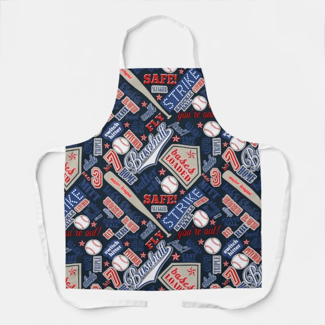 Baseball Typografie Red White Blue ID770 Schürze (Vorderseite)