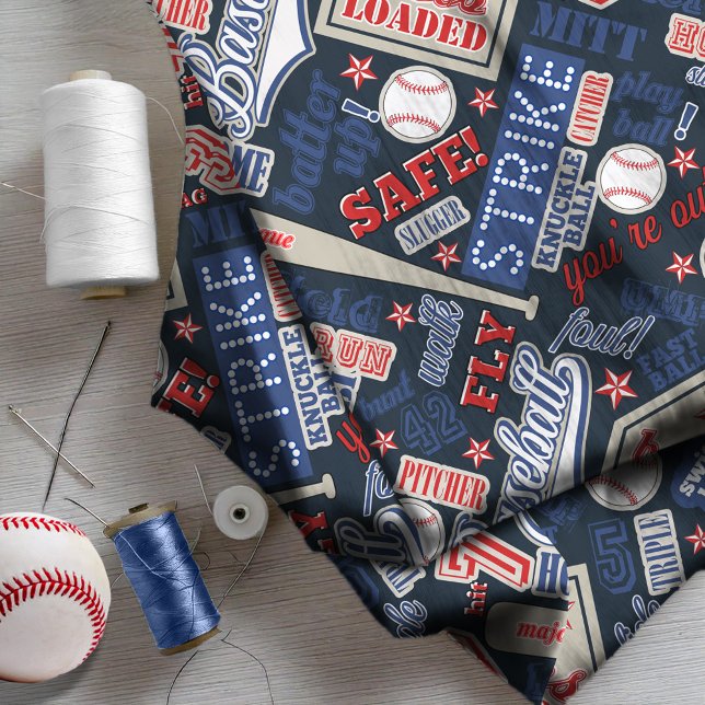 Baseball Typografie Red White Blue ID770 Stoff (Von Creator hochgeladen)