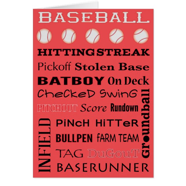 BASEBALL typografische Grußkarte (Vorne)