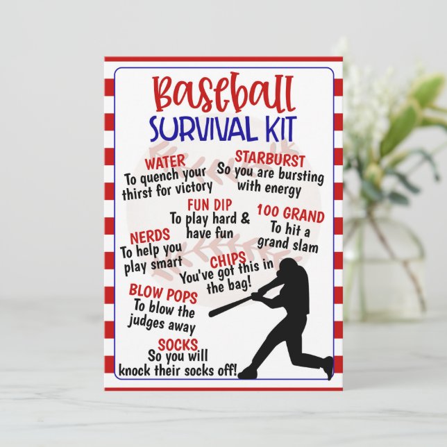 Baseball-Überlebenskit Einladung (Stehend Vorderseite)