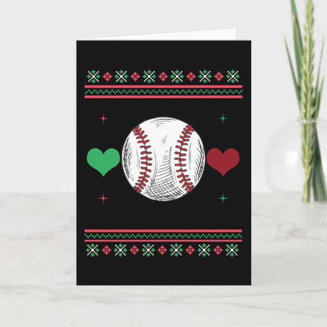 Baseball Ugly Weihnachts Sweater Xmas Karte (Vorderseite)