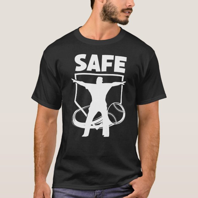Baseball Umpire Best Umpire ruft Safe T-Shirt (Vorderseite)