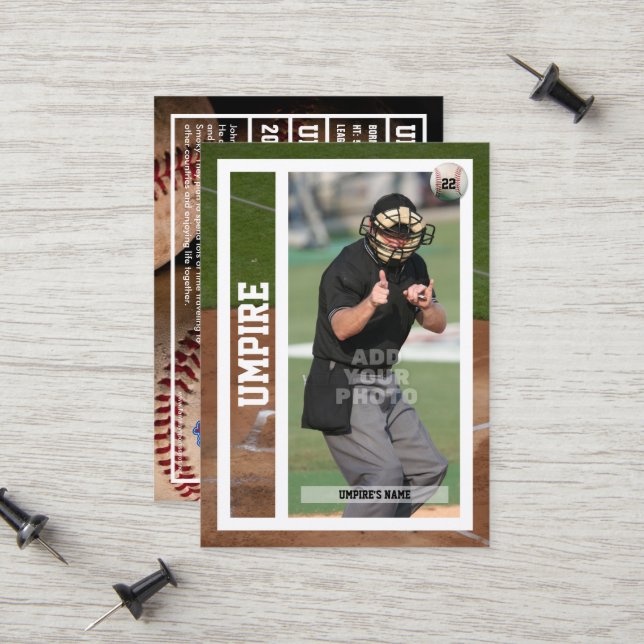 Baseball Umpire Retirement Souvenir Trading Card Telefonnummerkarte (Vorderseite/Rückseite Beispiel)