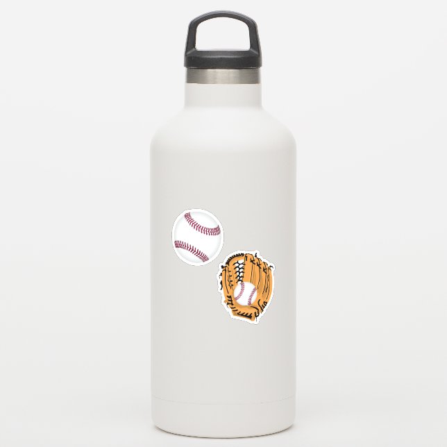 Baseball und Baseball Glove Aufkleber (Wassserflasche)