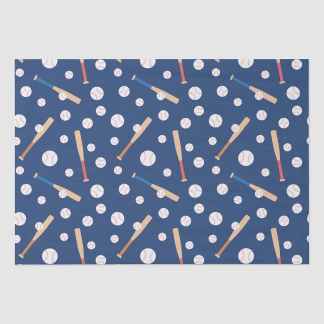 Baseball und Bat Sports Pattern Geburtstag Seidenpapier (Vorderseite)