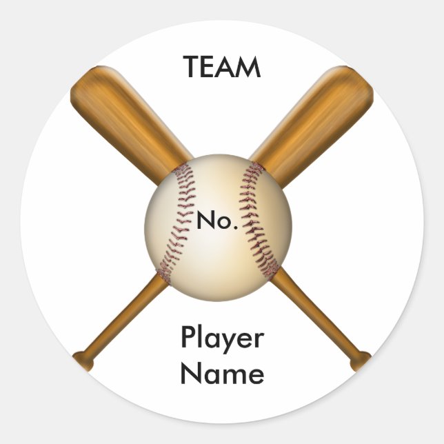 Baseball- und Crossed Bats individuell anpassbar Runder Aufkleber (Vorderseite)
