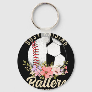 Baseball- und Fußballmutter von beiden, beschäftig Schlüsselanhänger