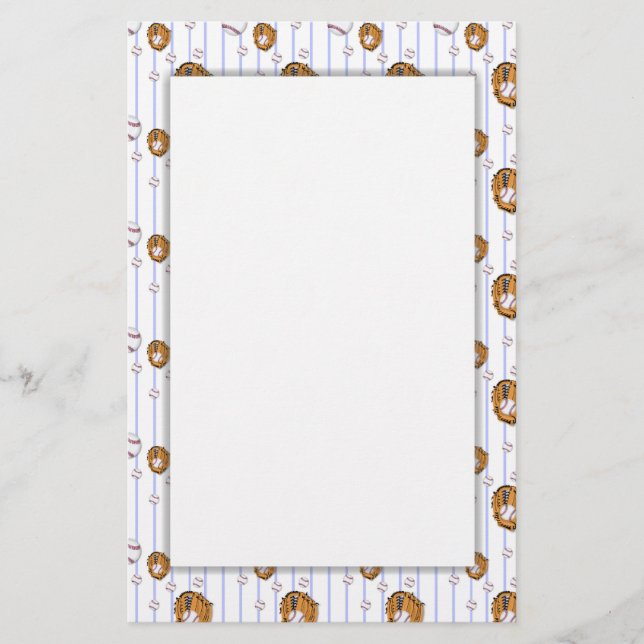 Baseball und Glove Pattern Briefpapier (Vorderseite)