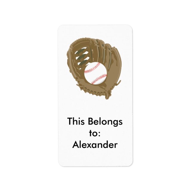 Baseball und Handschuh-Mitt Adressaufkleber (Vorne)