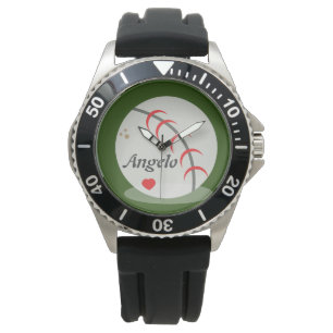 Baseball- und Herzsportball Herren-Geschenk Armbanduhr