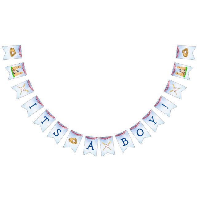 Baseball und Hunde Themed Boy's Baby Shower Wimpelkette (Alle)