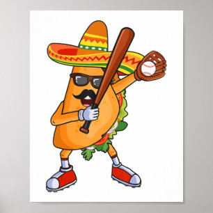 Baseball und Tacos Dabbing Cinco de Mayo für Kinde Poster