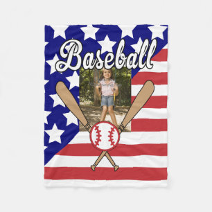 Baseball-US Flagge-Foto Fleecedecke