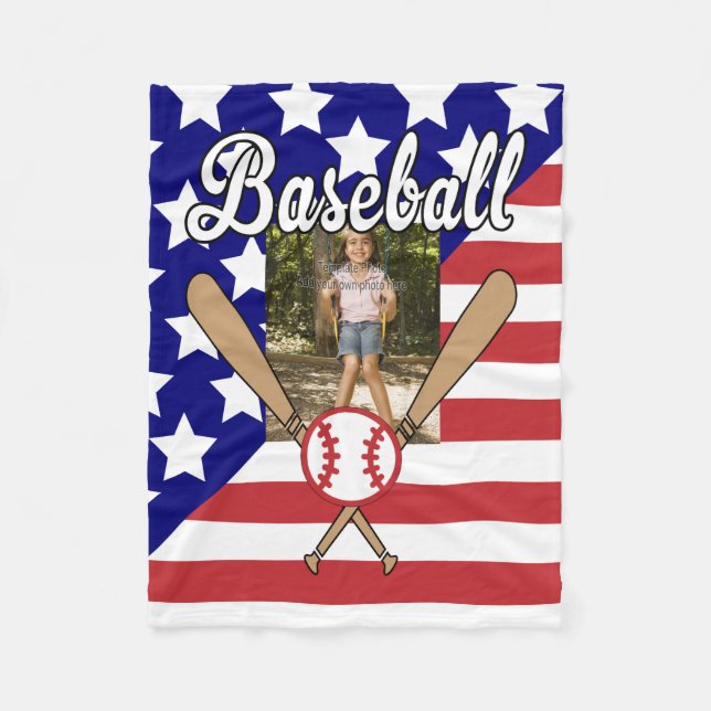 Baseball-US Flagge-Foto Fleecedecke (Vorderseite)