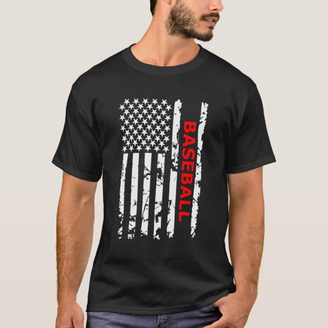 Baseball US-Flagge Stolz American Baseball Spieler T-Shirt (Vorderseite)