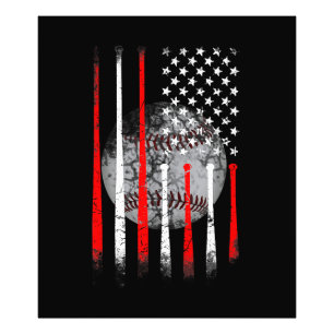 Baseball USA Flag American Flag Vintag Fotodruck