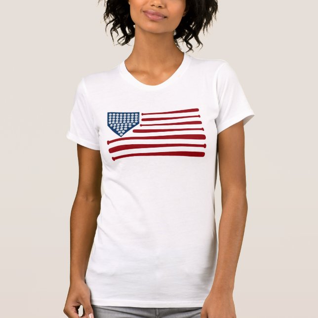 Baseball USA Flag Bats & Balls - GraphicLoveShop T-Shirt (Vorderseite)