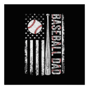 Baseball-Vater Amerikanische Flagge Patriotischer  Poster