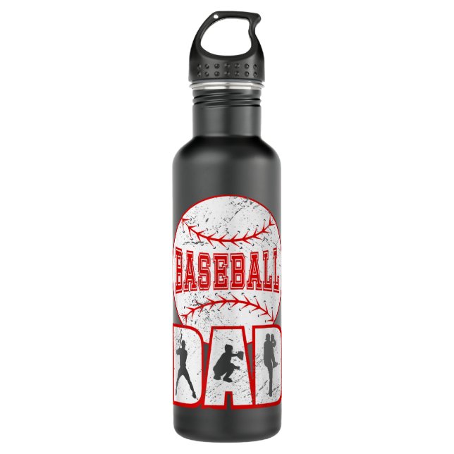 Baseball-Vater-Baseball-Spieler Edelstahlflasche (Vorderseite)