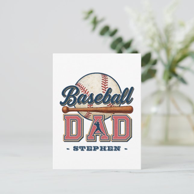 Baseball-Vater - klassisch Postkarte (Stehend Vorderseite)