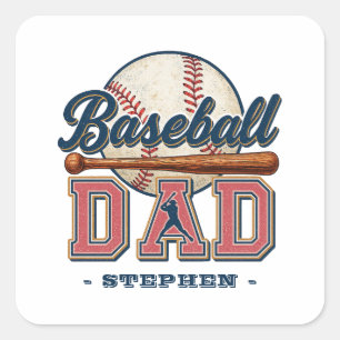 Baseball-Vater - klassisch Quadratischer Aufkleber
