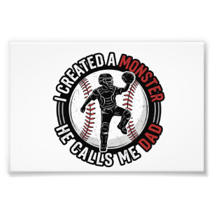 Baseball-Vater-Monster-Vintage-Catcher-Shirt-Desig Fotodruck