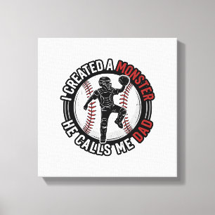 Baseball-Vater-Monster-Vintage-Catcher-Shirt-Desig Leinwanddruck