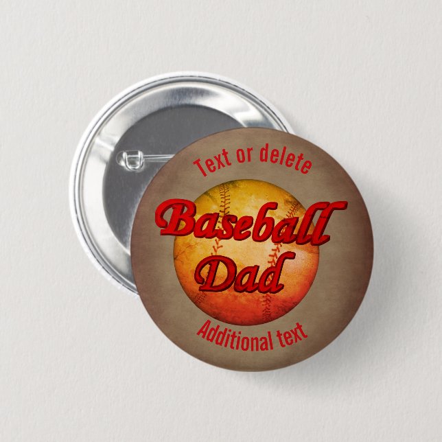 Baseball-Vater Niedlich Personalisiert Button (Vorne & Hinten)