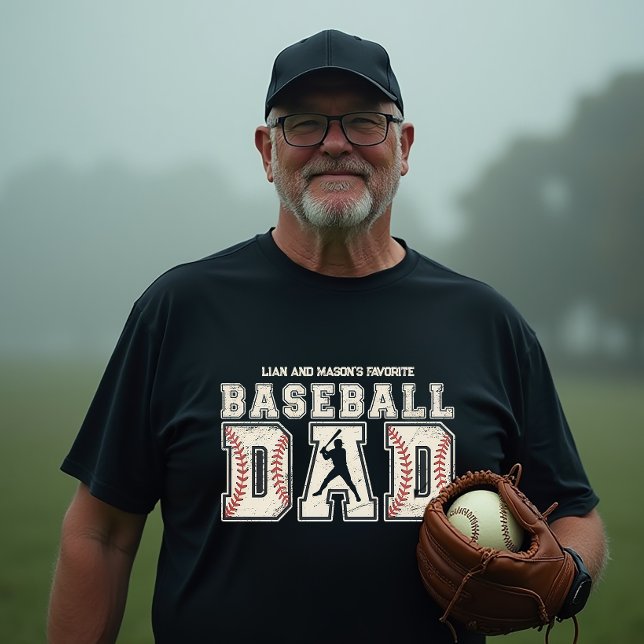 Baseball Vater Personalisierter Vater Tag T-Shirt (A serious home run gift!)